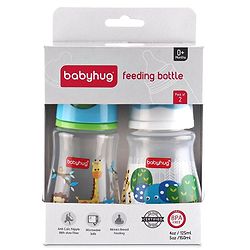 Babyhug Feeding Bottle Animal Print Blue And White Pack of 2 - 125 ml and 150 ml