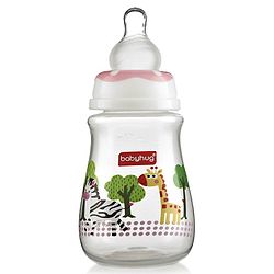 Babyhug Feeding Bottle Animal Print Pink & White Pack of 2 - 125 ml & 150 ml