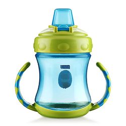 Babyhug 250 ml Spout Sipper Bottle with Twin Handles  Green | Leak-Resistant | BPA Free| Flip Open Cap | Silicone Spout | Weighted Straw | Ideal for Newborns & Toddlers
