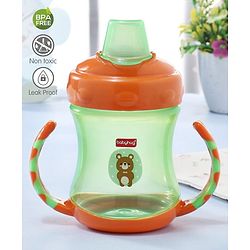 Babyhug 250 ml Spout Sipper Bottle with Twin Handles  Orange | Leak-Resistant | BPA Free| Flip Open Cap | Silicone Spout | Dishwasher Safe | Ideal for Newborns & Toddlers
