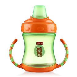 Babyhug 250 ml Spout Sipper Bottle with Twin Handles  Orange | Leak-Resistant | BPA Free| Flip Open Cap | Silicone Spout | Dishwasher Safe | Ideal for Newborns & Toddlers