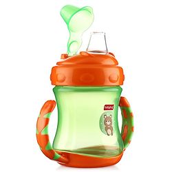 Babyhug 250 ml Spout Sipper Bottle with Twin Handles  Orange | Leak-Resistant | BPA Free| Flip Open Cap | Silicone Spout | Dishwasher Safe | Ideal for Newborns & Toddlers