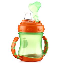 Babyhug 250 ml Spout Sipper Bottle with Twin Handles  Orange | Leak-Resistant | BPA Free| Flip Open Cap | Silicone Spout | Dishwasher Safe | Ideal for Newborns & Toddlers