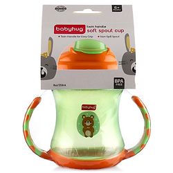 Babyhug 250 ml Spout Sipper Bottle with Twin Handles  Orange | Leak-Resistant | BPA Free| Flip Open Cap | Silicone Spout | Dishwasher Safe | Ideal for Newborns & Toddlers