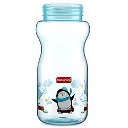 Babyhug Straw Sipper Bottle with Penguin Print - 300 ml, Blue | BPA Free | Leak-Resistant | Flip Open Lid | EN Certified | Dishwasher Safe | Ideal for Newborns & Toddlers