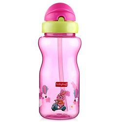 Babyhug Straw Sipper Bottle with Penguin Print - 300 ml, Blue | BPA Free | Leak-Resistant | Flip Open Lid | EN Certified | Dishwasher Safe | Ideal for Newborns & Toddlers