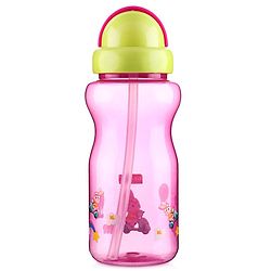 Babyhug Straw Sipper Bottle with Penguin Print - 300 ml, Blue | BPA Free | Leak-Resistant | Flip Open Lid | EN Certified | Dishwasher Safe | Ideal for Newborns & Toddlers