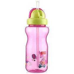 Babyhug Straw Sipper Bottle with Penguin Print - 300 ml, Blue | BPA Free | Leak-Resistant | Flip Open Lid | EN Certified | Dishwasher Safe | Ideal for Newborns & Toddlers