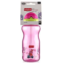 Babyhug Straw Sipper Bottle with Penguin Print - 300 ml, Blue | BPA Free | Leak-Resistant | Flip Open Lid | EN Certified | Dishwasher Safe | Ideal for Newborns & Toddlers