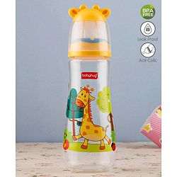 Babyhug Anti Colic Feeding Bottle Giraffe Shape Yellow - 250 ml