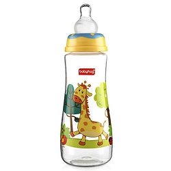 Babyhug Anti Colic Feeding Bottle Giraffe Shape Yellow - 250 ml