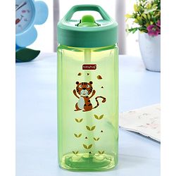 Babyhug Toddler Sipper with Square Spout & Lion Print  420 ml, Green | BPA Free | Easy Grip |Leak-Resistant |