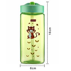 Babyhug Toddler Sipper with Square Spout & Lion Print  420 ml, Green | BPA Free | Easy Grip |Leak-Resistant |