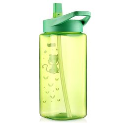 Babyhug Toddler Sipper with Square Spout & Lion Print  420 ml, Green | BPA Free | Easy Grip |Leak-Resistant |