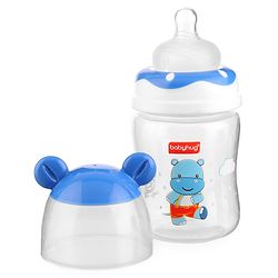 Babyhug Anti Colic Feeding Bottle Hippo Shape Blue - 125 ml