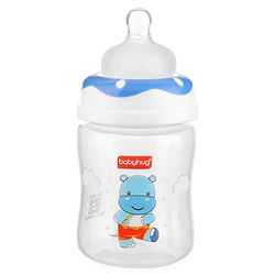 Babyhug Anti Colic Feeding Bottle Hippo Shape Blue - 125 ml