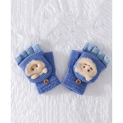 Babyhug Woollen Gloves Animal Applique - Blue