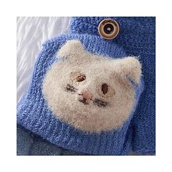 Babyhug Woollen Gloves Animal Applique - Blue