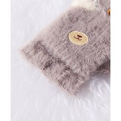 Babyhug Woollen Gloves Bear Design - Grey