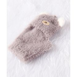 Babyhug Woollen Gloves Bear Design - Grey