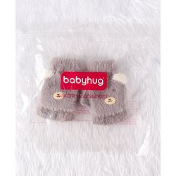 Babyhug Woollen Gloves Bear Design - Grey