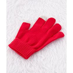 Babyhug Woollen Cap & Gloves With Muffler Pom Pom Detailing Red - Diameter 12 cm