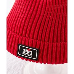 Babyhug Woollen Cap & Gloves With Muffler Pom Pom Detailing Red - Diameter 12 cm