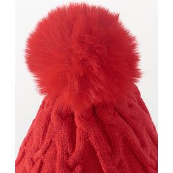 Babyhug Woollen Cap & Gloves With Muffler Pom Pom Detailing  Red - Diameter 11 cm