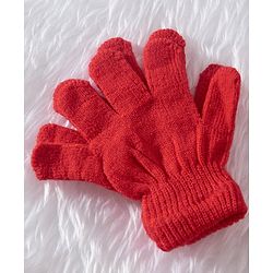 Babyhug Woollen Cap & Gloves With Muffler Pom Pom Detailing  Red - Diameter 11 cm