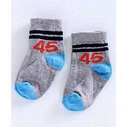 Cute Walk by Babyhug Anti Bacterial Ankle Length Socks Pack of 3 - Grey Blue