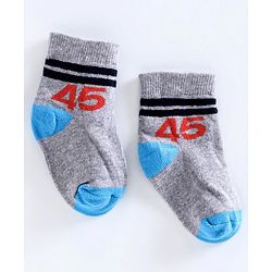 Cute Walk by Babyhug Anti Bacterial Ankle Length Socks Pack of 3 - Grey Blue