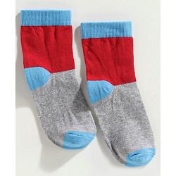 Cute Walk by Babyhug Anti Bacterial Ankle Length Sock Dinosaur Design Pack of 3 - Blue Red