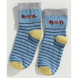 Cute Walk by Babyhug Anti Bacterial Ankle Length Sock Dinosaur Design Pack of 3 - Blue Red