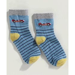 Cute Walk by Babyhug Anti Bacterial Ankle Length Sock Dinosaur Design Pack of 3 - Blue Red