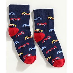 Cute Walk by Babyhug Anti Bacterial Ankle Length Sock Dinosaur Design Pack of 3 - Blue Red