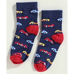 Cute Walk by Babyhug Anti Bacterial Ankle Length Sock Dinosaur Design Pack of 3 - Blue Red