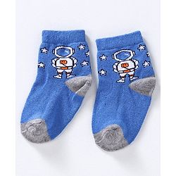 Cute Walk by Babyhug Anti-bacterial Stripes & Space Design Socks Set of 3 - Orange Blue Grey