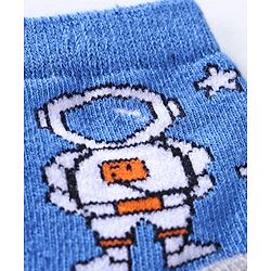 Cute Walk by Babyhug Anti-bacterial Stripes & Space Design Socks Set of 3 - Orange Blue Grey