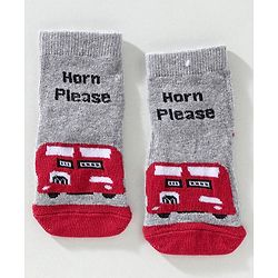 Cute Walk by Babyhug Ankle Length Anti Bacterial Socks Vehicle Design Pack of 3 - Blue Grey