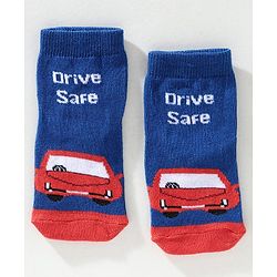 Cute Walk by Babyhug Ankle Length Anti Bacterial Socks Vehicle Design Pack of 3 - Blue Grey