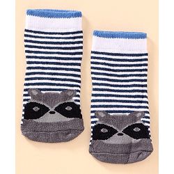 Cute Walk by Babyhug Antibacterial Ankle Length Socks Multi Design Pack of 3 Pairs - Red Blue Grey