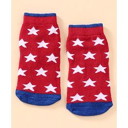Cute Walk by Babyhug Antibacterial Ankle Length Socks Multi Design Pack of 3 Pairs - Red Blue Grey