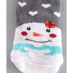 Cute Walk by Babyhug Antibacterial Ankle Length Socks Snow Man & Santa Design Pack of 3 - Pink White Grey