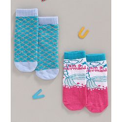 Cute Walk by Babyhug Anti Bacterial Ankle Length  Socks Multi Design Pack of 2 - Blue