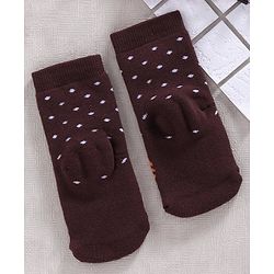 Cute Walk by Babyhug Anti-bacterial Dotted Socks Tiger Design - Brown