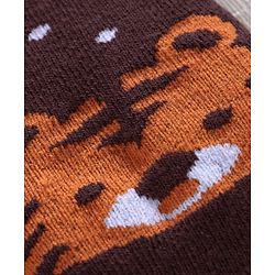 Cute Walk by Babyhug Anti-bacterial Dotted Socks Tiger Design - Brown