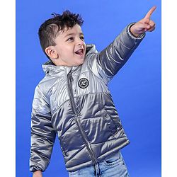 Babyhug Full Sleeves Hooded Winter Wear Padded Jacket - Silver Grey