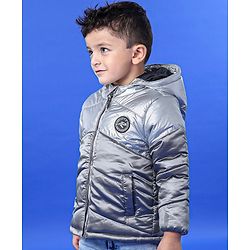 Babyhug Full Sleeves Hooded Winter Wear Padded Jacket - Silver Grey