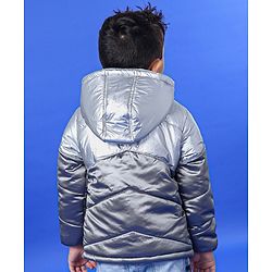 Babyhug Full Sleeves Hooded Winter Wear Padded Jacket - Silver Grey
