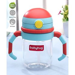 Babyhug Twin Handle Tritan Straw SipperRed - 380 ml